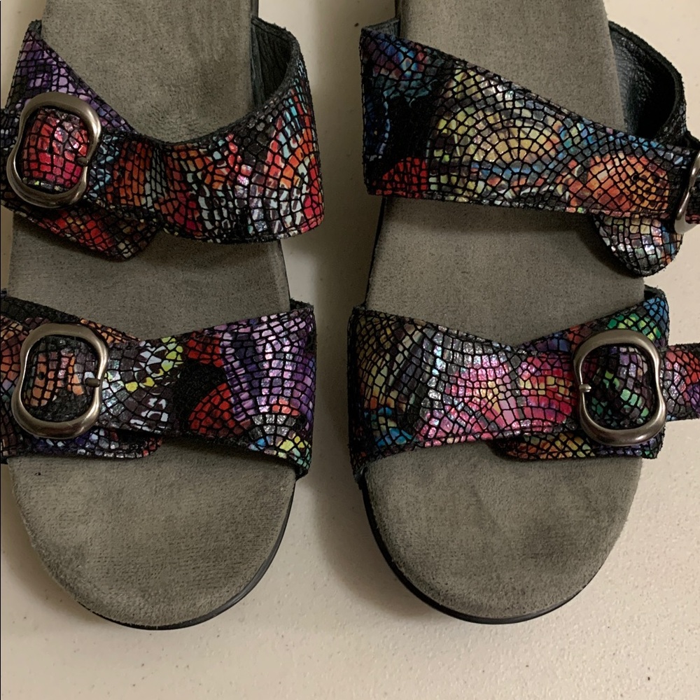 Dansko Sophie Metallic Python Sandals Clogs Size … - image 3